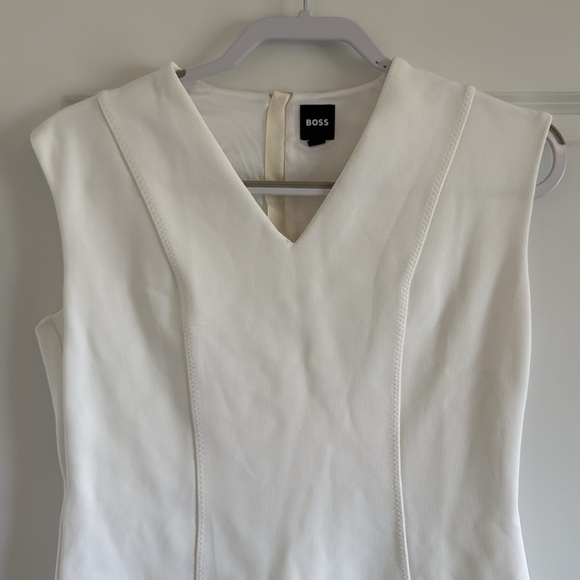 NWOT BOSS Dukeva Midi Sheath Dress in Soft Cream Size 8 - Picture 3 of 9